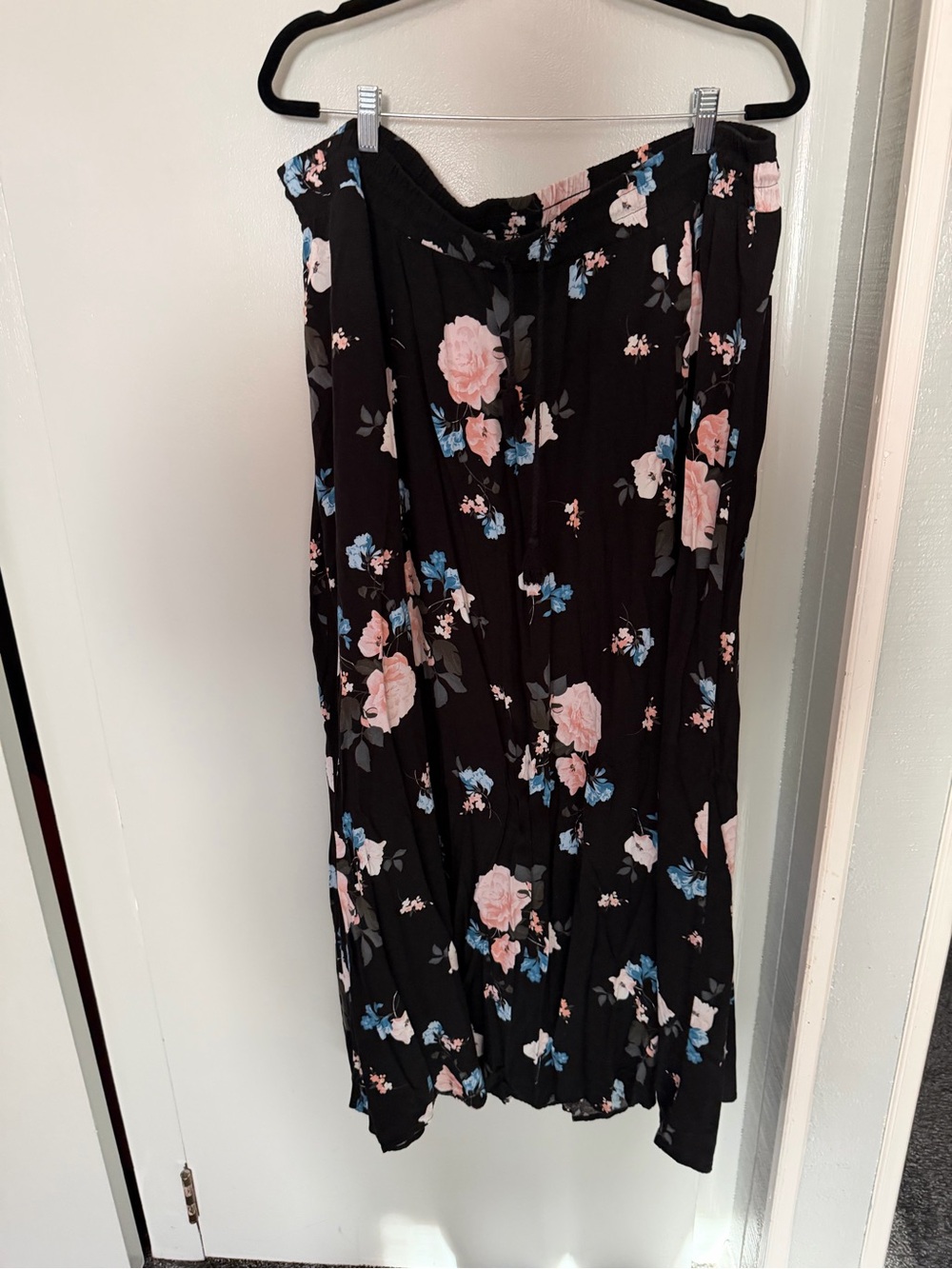 torrid Black Maxi Skirt with Pink and Blue Floral Print
